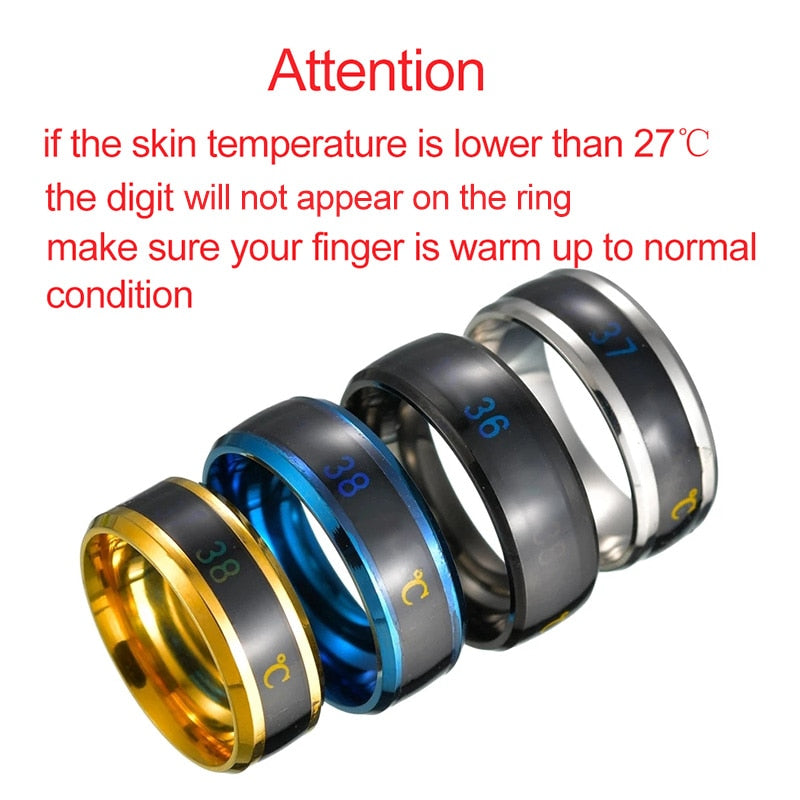 Smart Sensor Body Temperature Ring Stainless Steel Fashion Rswank