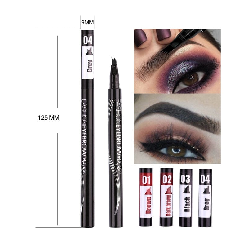 Waterproof Natural Eyebrow Pen Four-claw Eye Brow Tint Makeup three Colors Eyebrow Pencil Brown Black Grey Brush Cosmetics Rswank