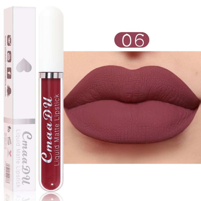 CmaaDu 18 Colors Long Lasting Lip Gloss Matte Velvet Liquid Lipstick Waterproof Moisturizing Lip Makeup Cosmetic TSLM1 Rswank