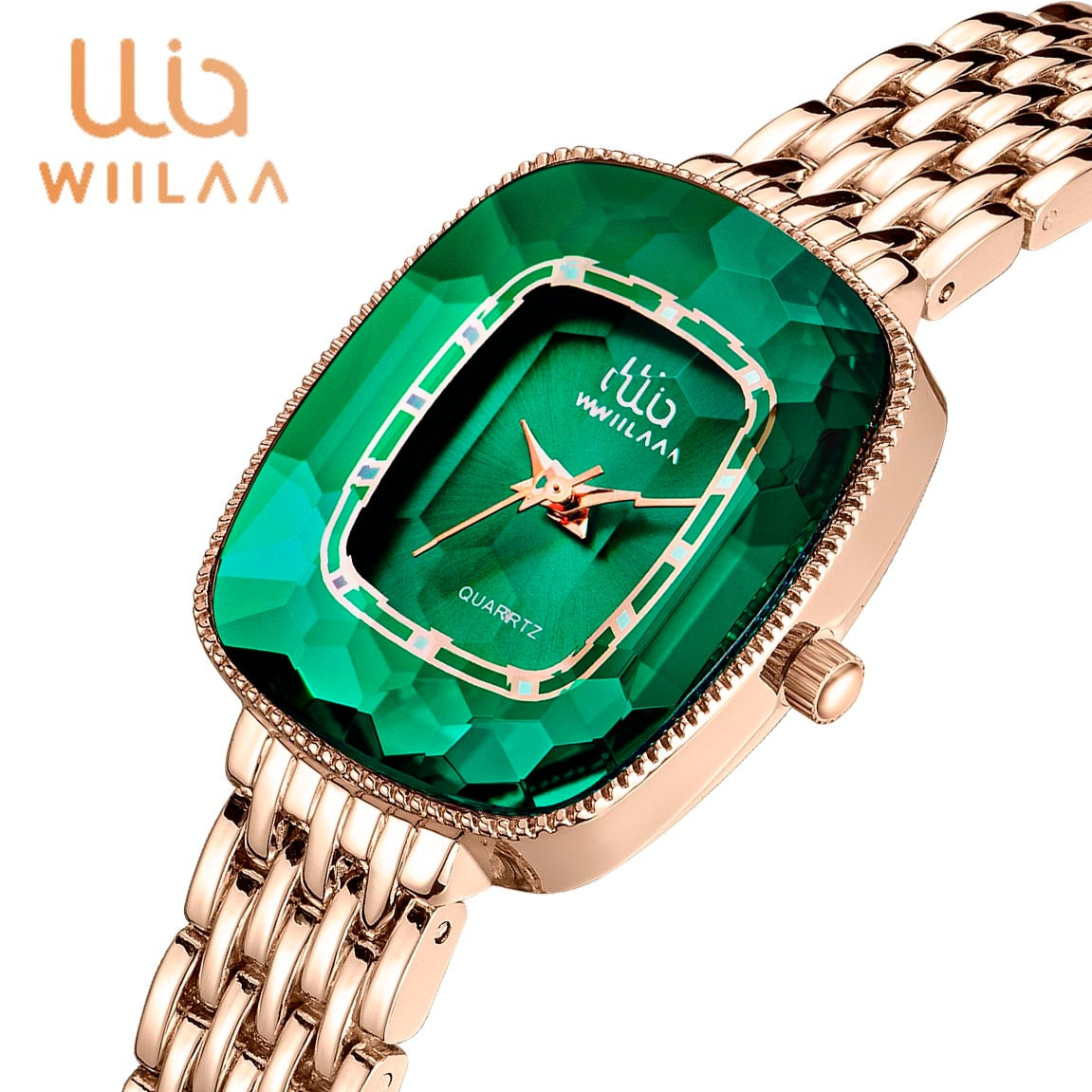 WIILAA 2022 Green Diamond Style Luxury Women Quartz Watch Creative Unique Ladies Wrist Watch Rswank