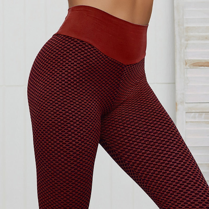 CHRLEISURE Grid Tights Yoga Pants Women Seamless High Waist Leggings Breathable Gym Fitness Push Up Clothing Girl Yoga Pant Rswank