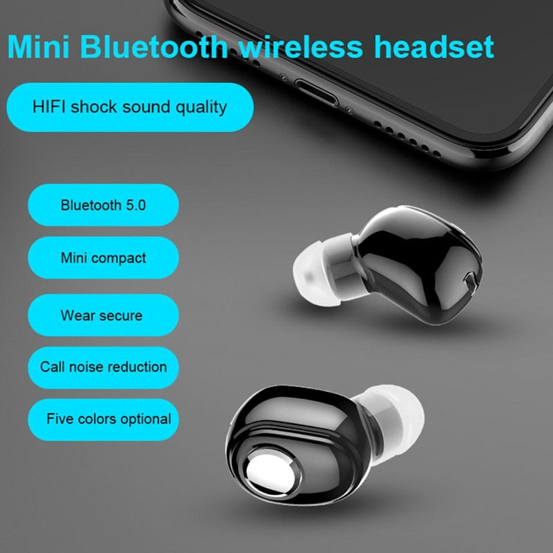 Mini In-Ear 5.0 Bluetooth Earphone HiFi Wireless Headset Rswank