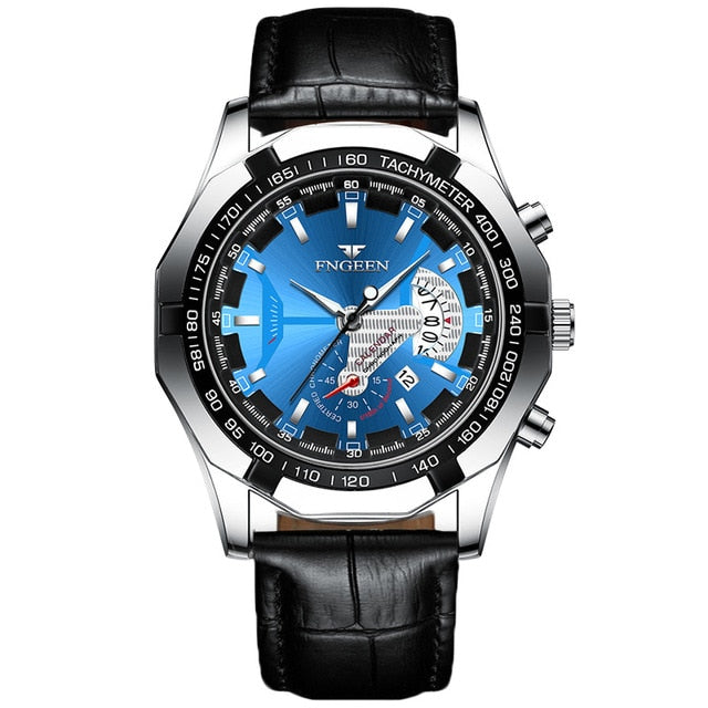 FNGEEN Luxury Men's Watches Stainless Steel Band Fashion Waterproof Quartz Watch Rswank