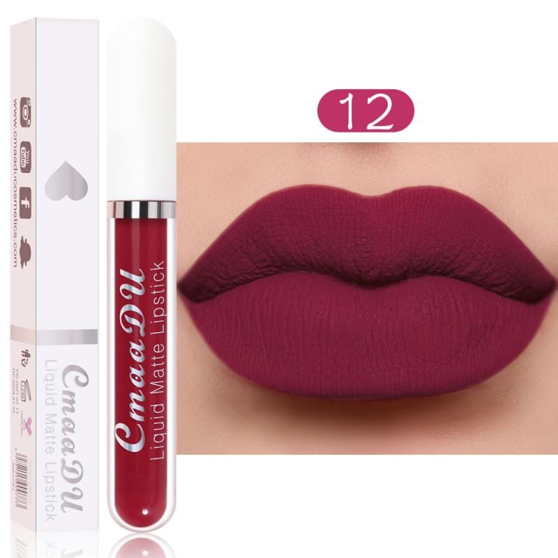 CmaaDu 18 Colors Long Lasting Lip Gloss Matte Velvet Liquid Lipstick Waterproof Moisturizing Lip Makeup Cosmetic TSLM1 Rswank