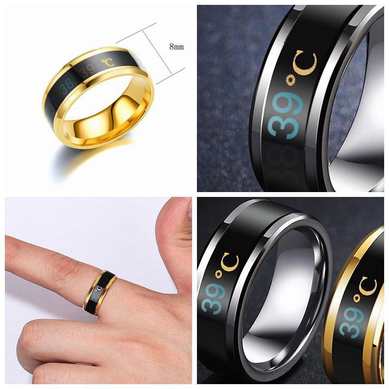 Smart Sensor Body Temperature Ring Stainless Steel Fashion Rswank