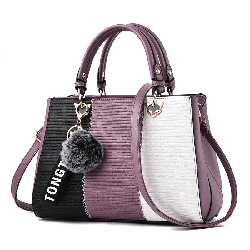 2021 new fashion hit color handbag all-match hair ball pendant shoulder messenger bag European beauty bag Rswank