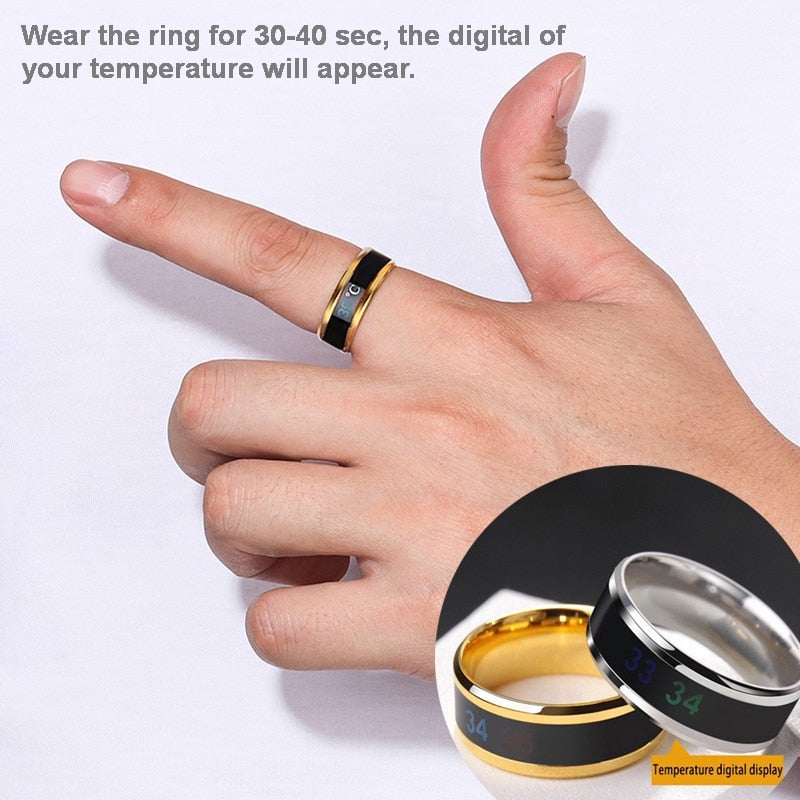 Smart Sensor Body Temperature Ring Stainless Steel Fashion Rswank