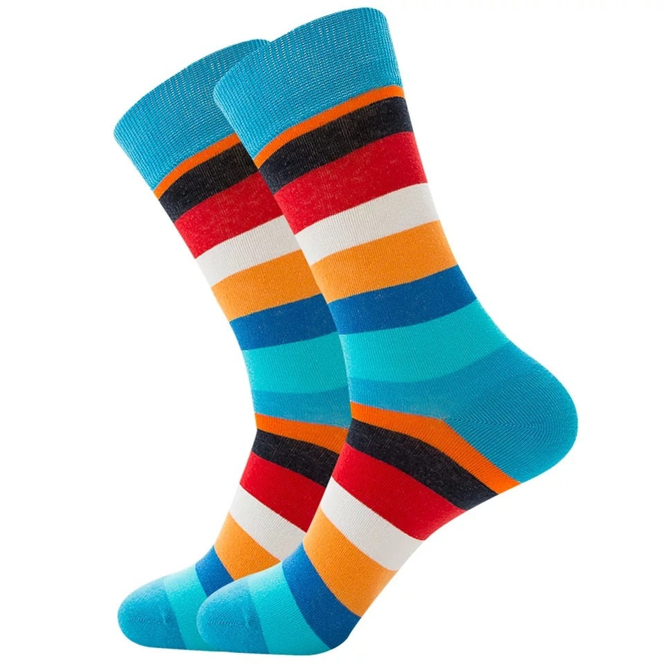 Mens Happy Colorful Striped Socks Quality Plaid Diamond Pattern Rswank