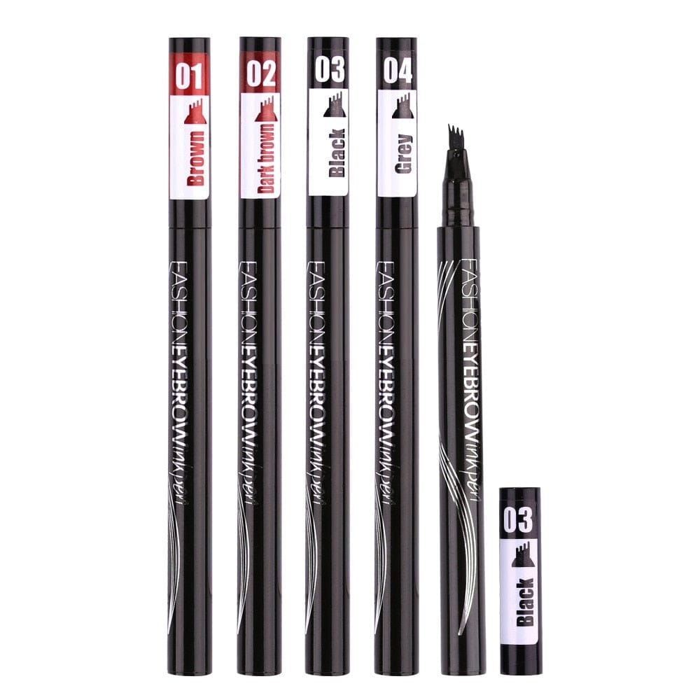 Waterproof Natural Eyebrow Pen Four-claw Eye Brow Tint Makeup three Colors Eyebrow Pencil Brown Black Grey Brush Cosmetics Rswank