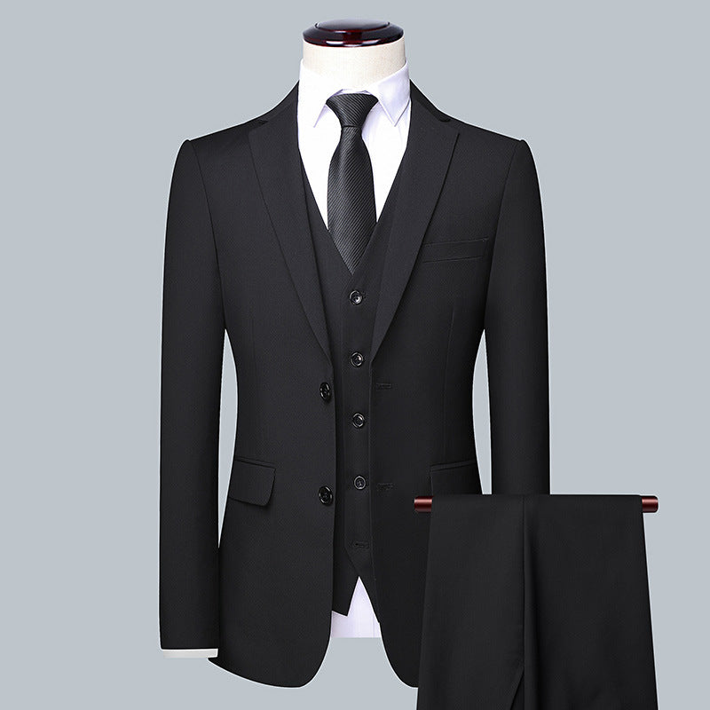 Men's suit set three-piece slim suit male business career is fitted with groom groom wedding dress