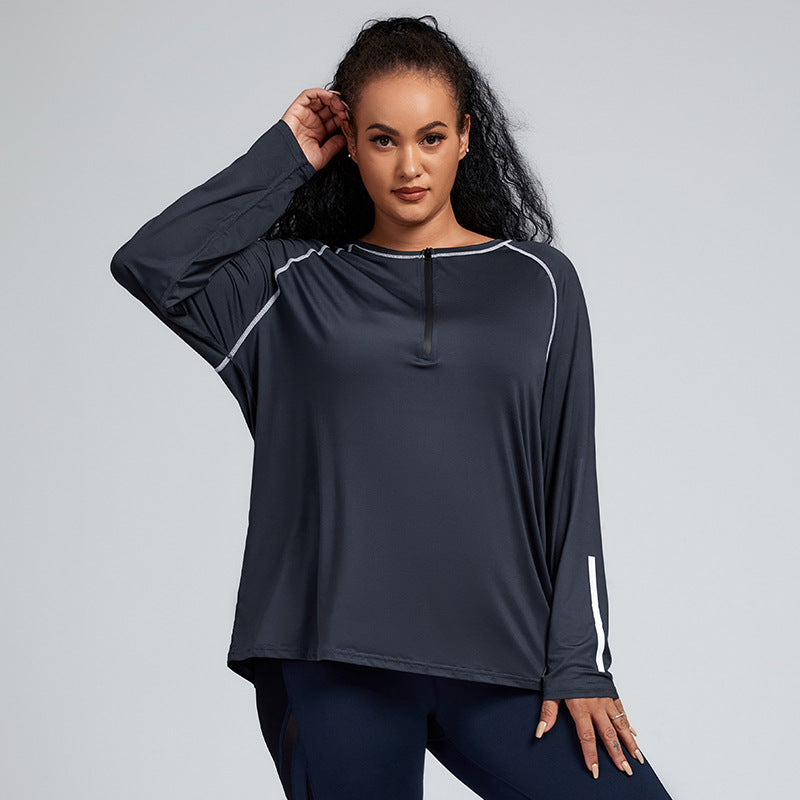Plus Size Autumn Winter Yoga Wear Women  Long-Sleeved Outdoor Sports Top Tight Breathable Quick-Drying Fitness Running