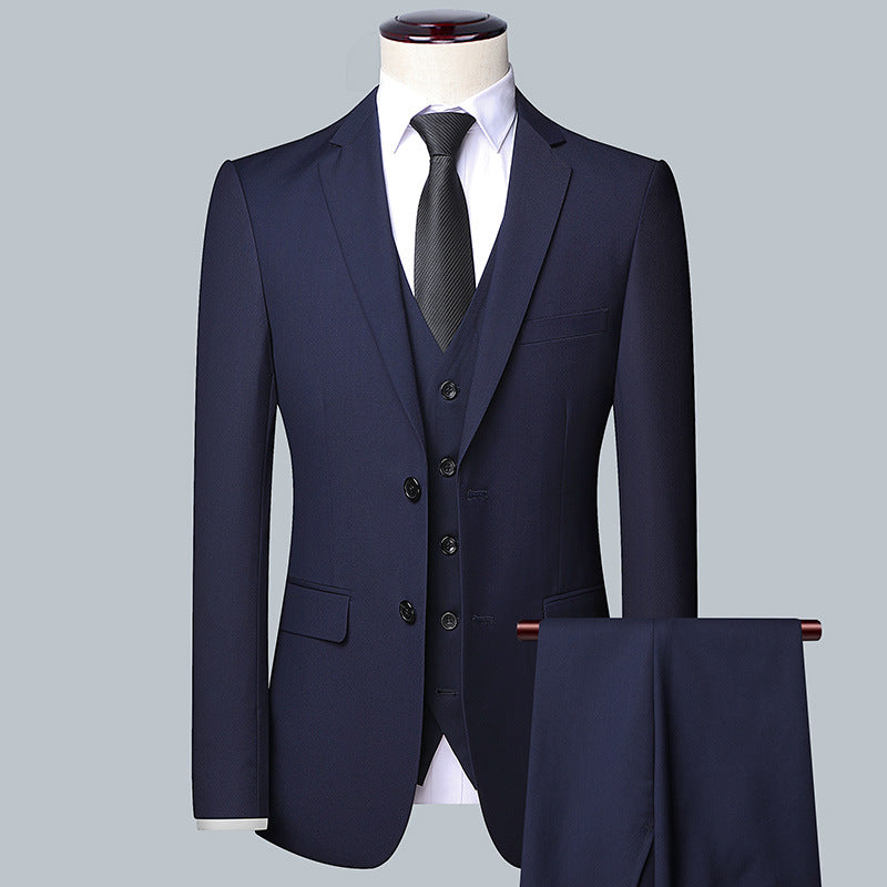 Men's suit set three-piece slim suit male business career is fitted with groom groom wedding dress