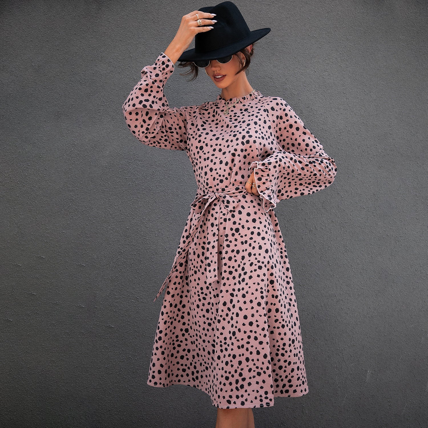 V-Neck Long Sleeve Casual Dress FashionExpress