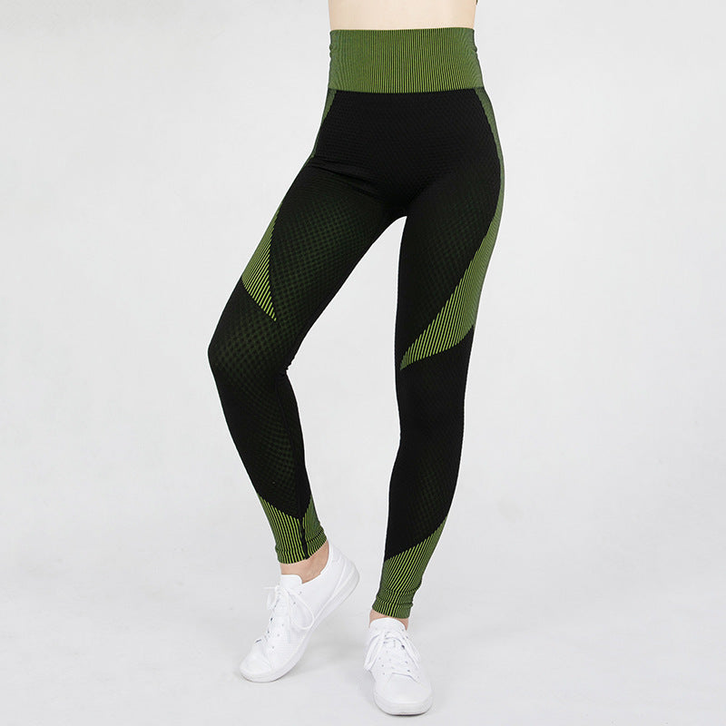 Sports tights  hip lifting stripe high elastic seamless Yoga Pants women&