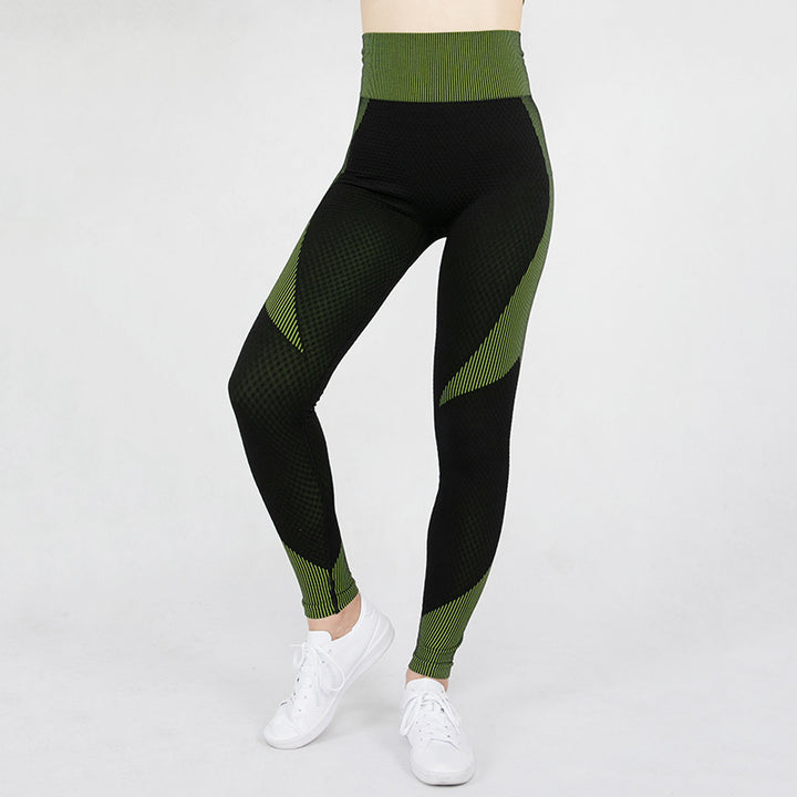 Sports tights  hip lifting stripe high elastic seamless Yoga Pants women&