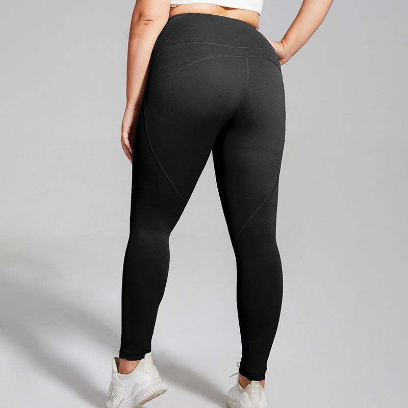 Plus Size Running Sports Pants High Waist Hip Lift Letters Quick Drying Yoga Pants No T Line Skinny Peach Hip Fitness Pants for Women