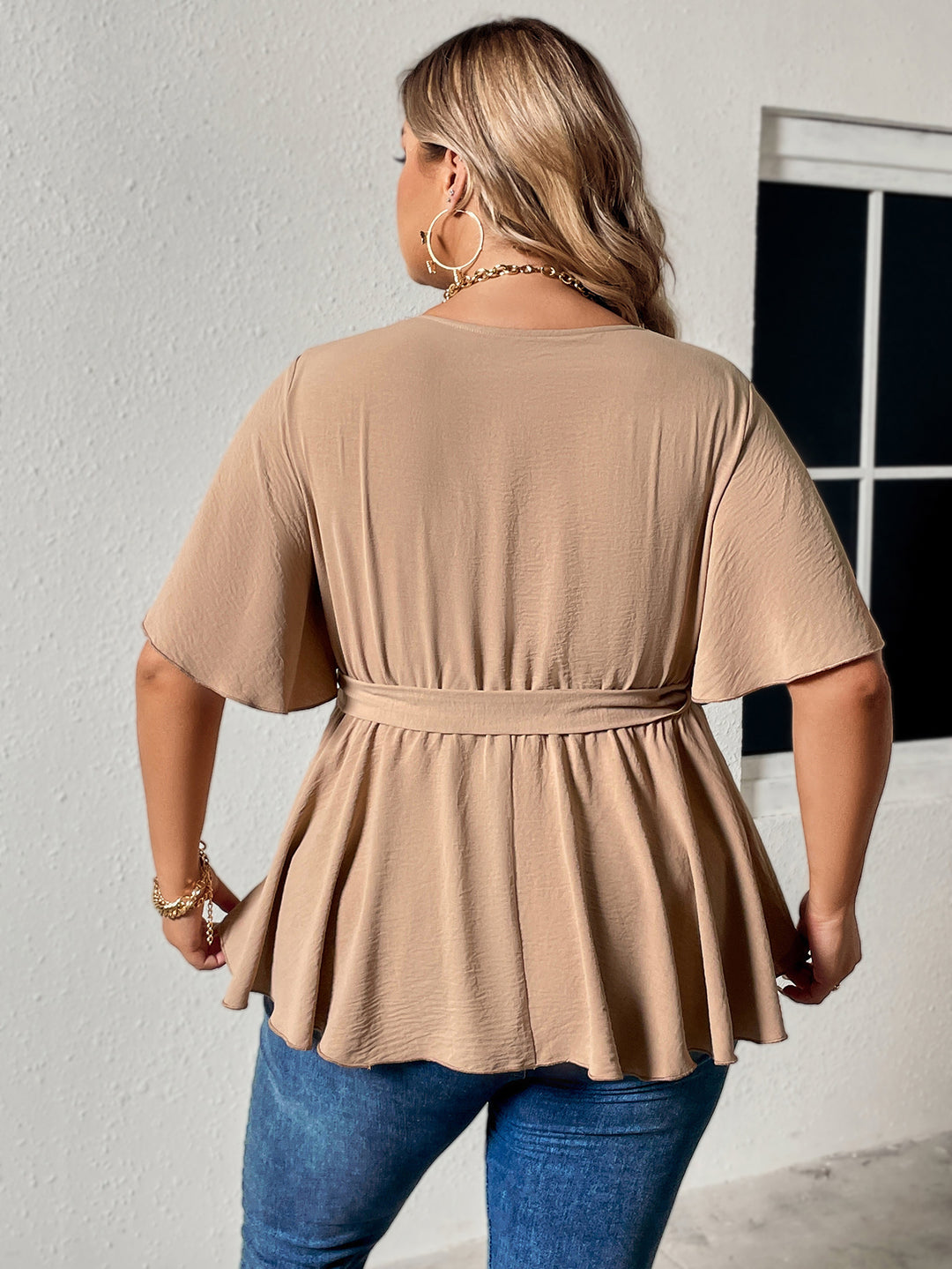 Plus Size Popular Summer V neck Slimming Casual Women Top - Rswank