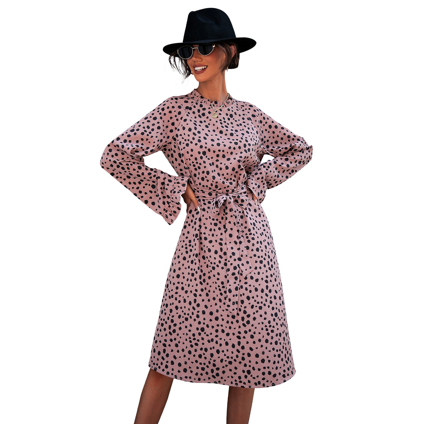 V-Neck Long Sleeve Casual Dress FashionExpress