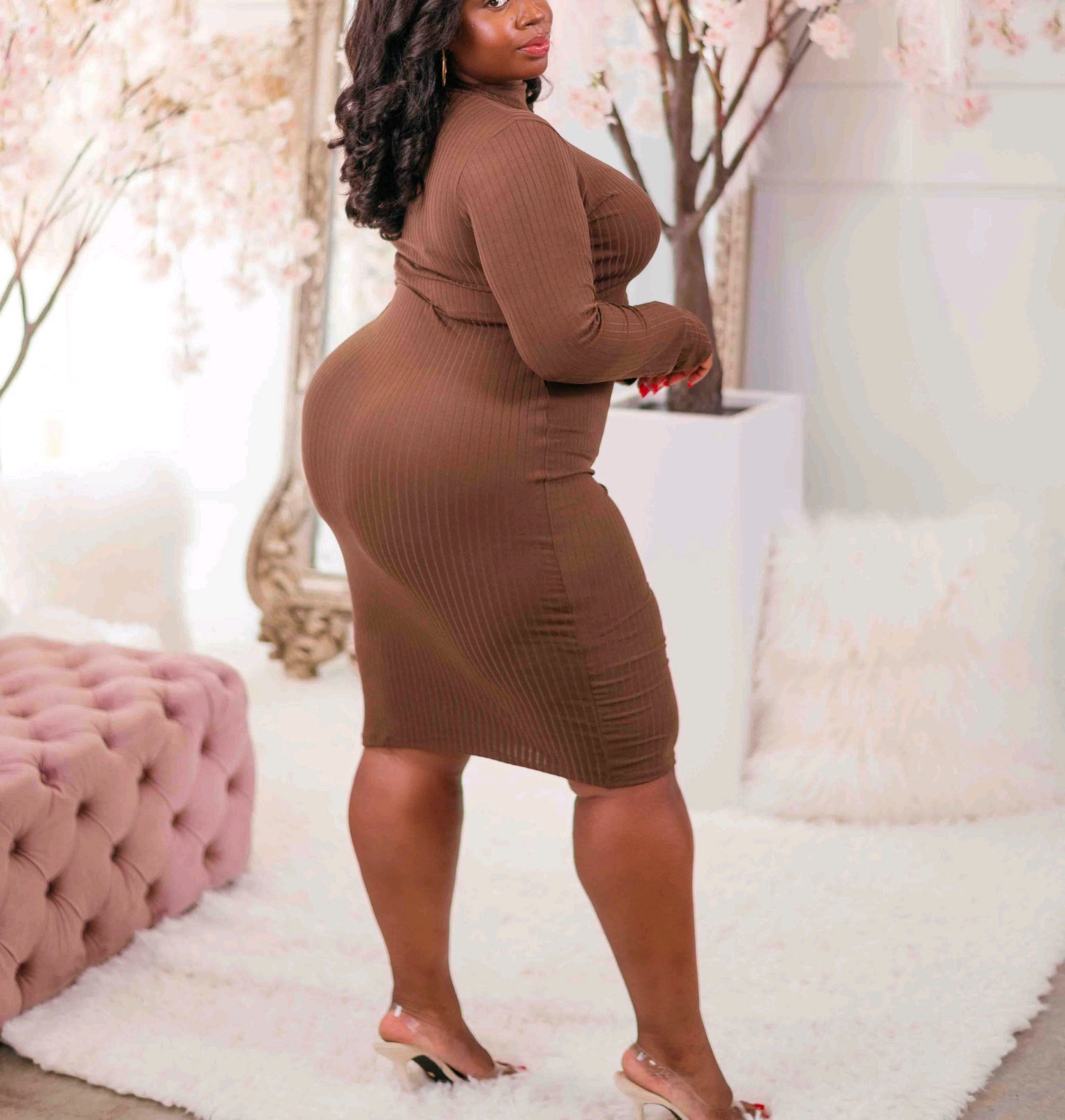 Popular Plus Size Long Sleeve round Neck Tight plus Size Two Piece Suit