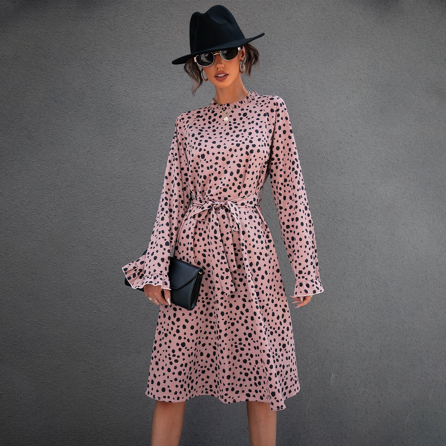 V-Neck Long Sleeve Casual Dress FashionExpress