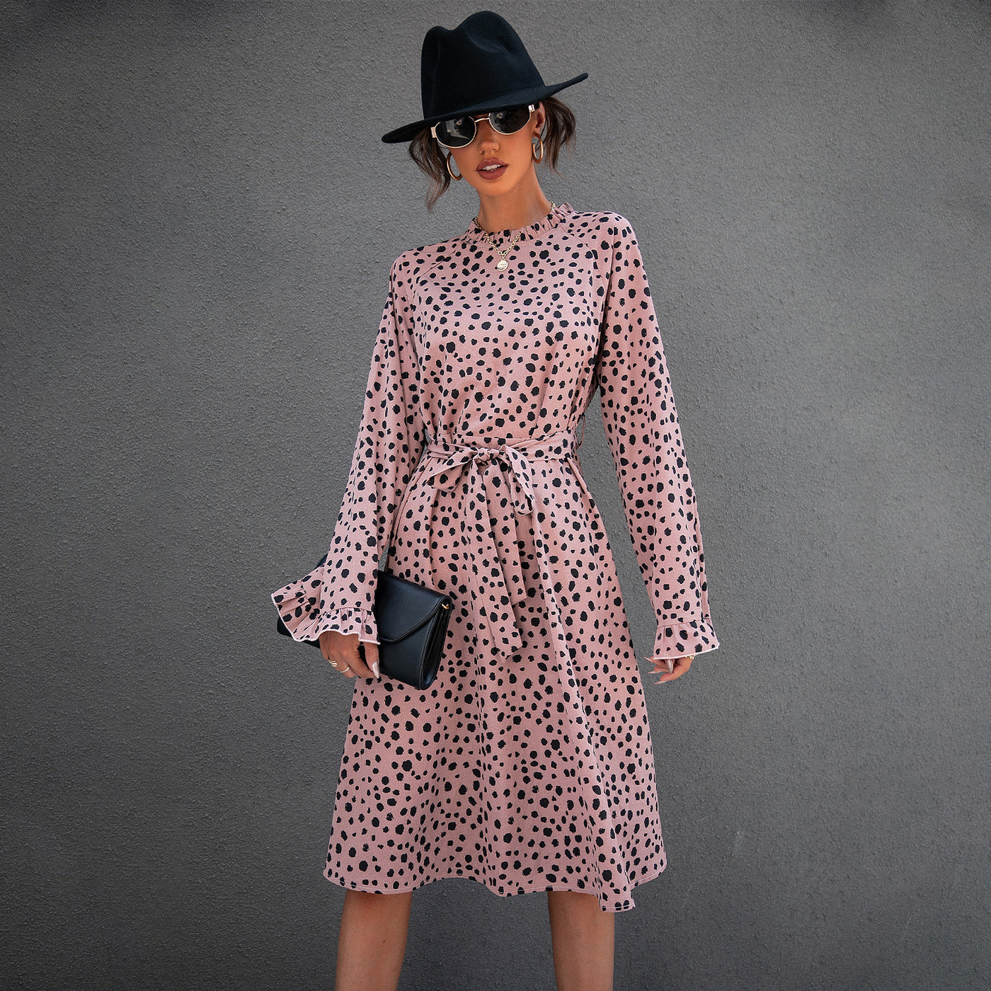 V-Neck Long Sleeve Casual Dress FashionExpress