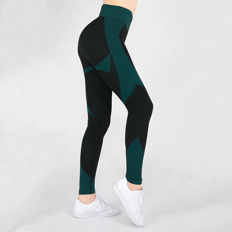 Sports tights  hip lifting stripe high elastic seamless Yoga Pants women&