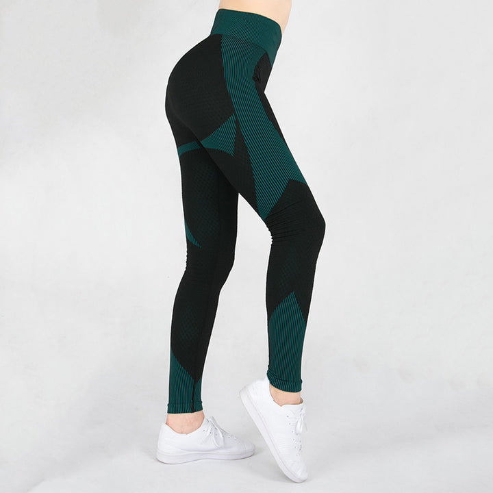 Sports tights  hip lifting stripe high elastic seamless Yoga Pants women&
