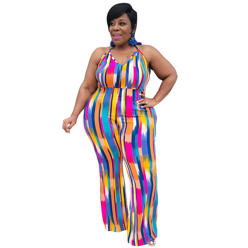 Plus Size Women Clothes  Suspender Straight Jumpsuit Trousers  Arrival