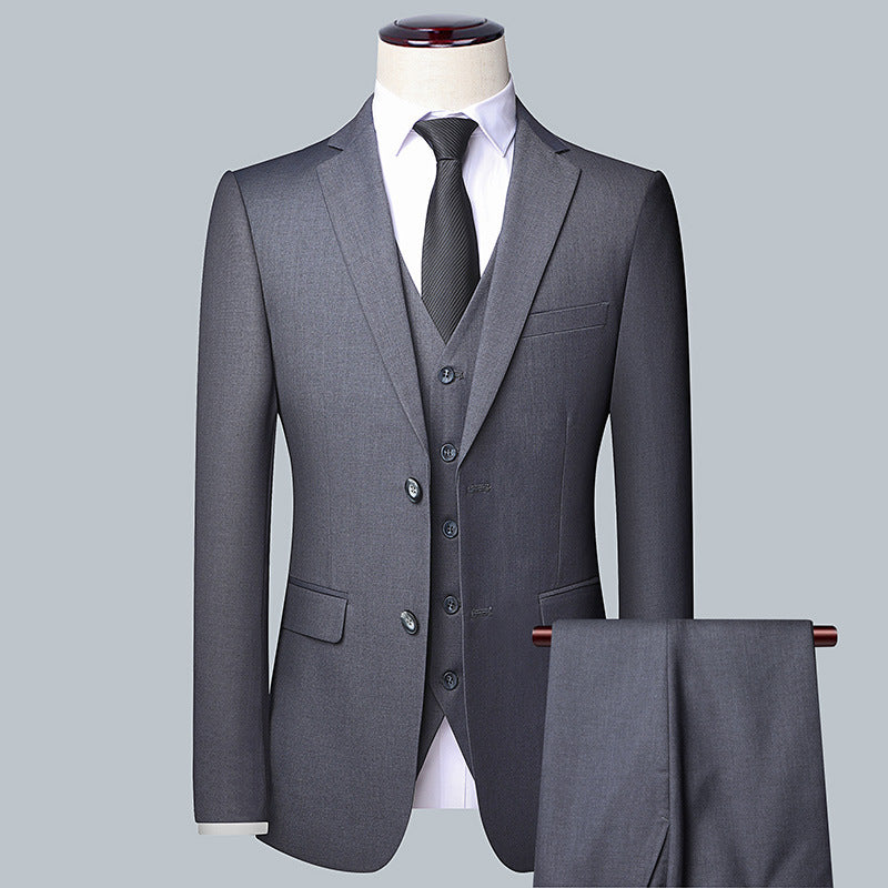 Men's suit set three-piece slim suit male business career is fitted with groom groom wedding dress