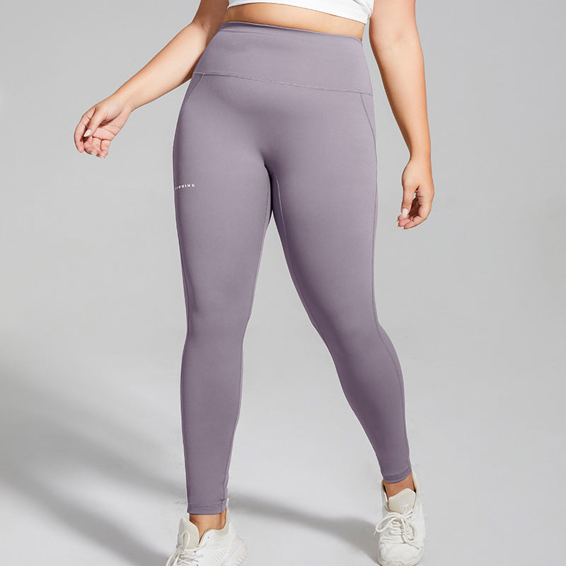 Plus Size Running Sports Pants High Waist Hip Lift Letters Quick Drying Yoga Pants No T Line Skinny Peach Hip Fitness Pants for Women