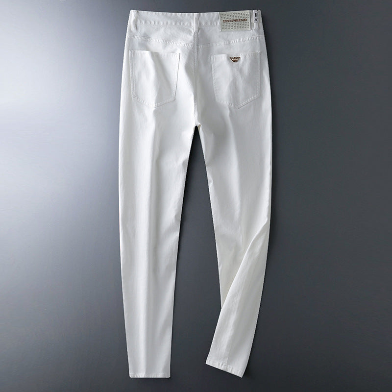 Spring and summer new thin twill cotton casual pants men's light business fashion slim small Rswank