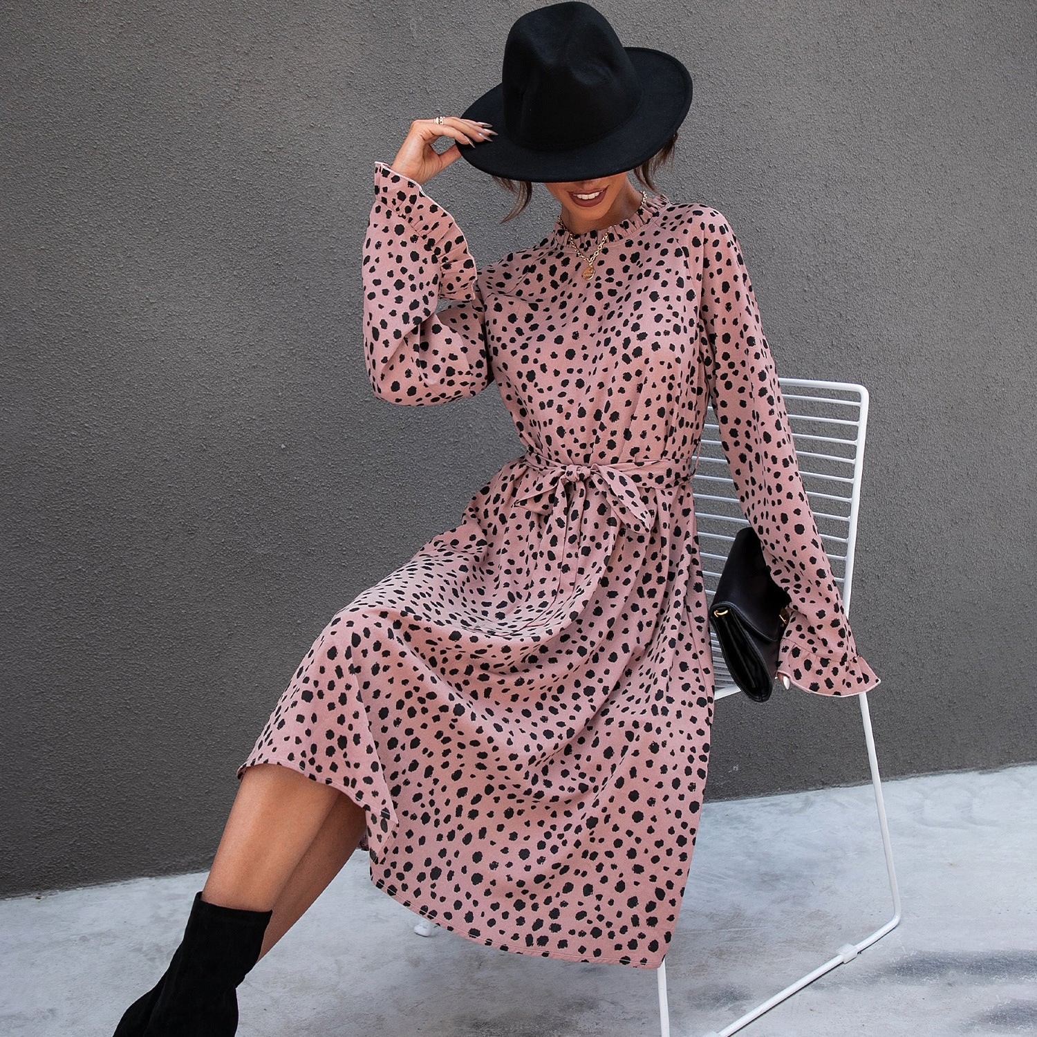 V-Neck Long Sleeve Casual Dress FashionExpress