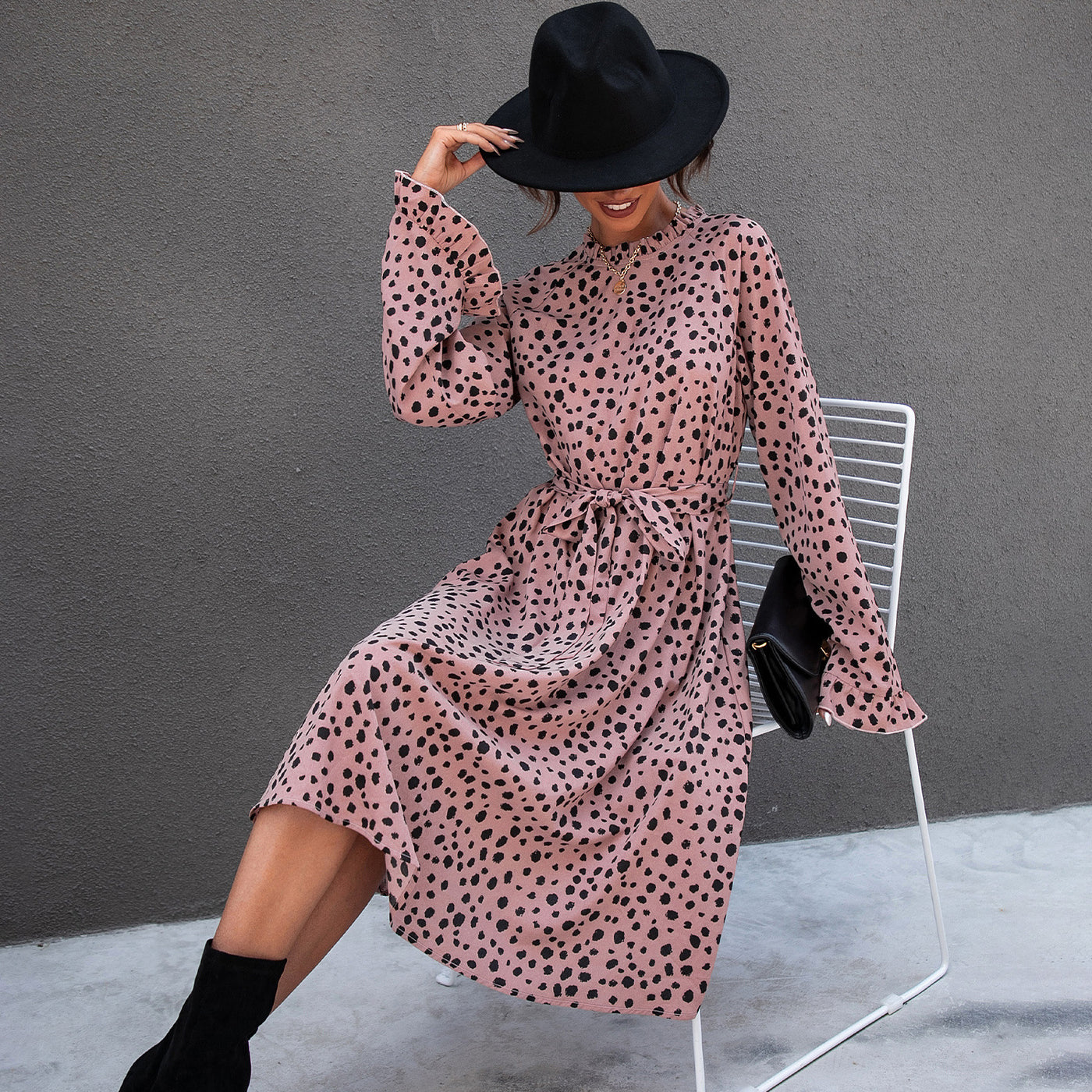 V-Neck Long Sleeve Casual Dress FashionExpress