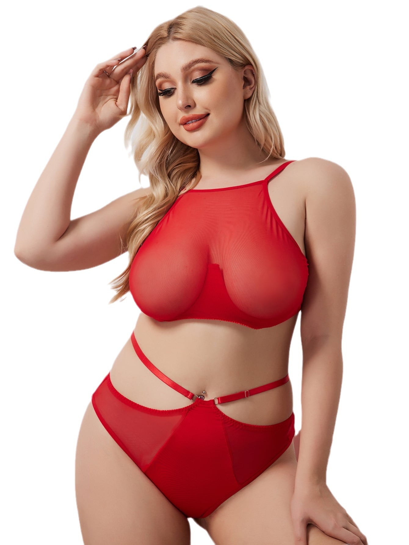 Plus Size Sexy Mesh See through Sexy Sexy Underwear Suit