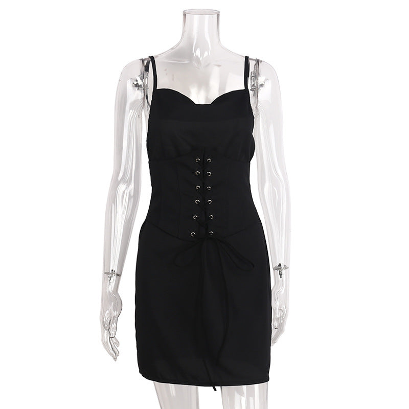 V Neck Suspender Dress FashionExpress