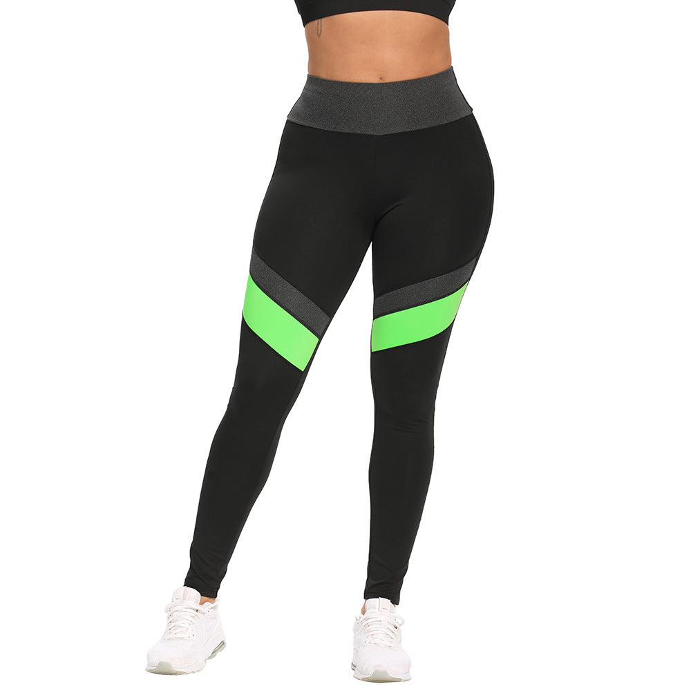 splicing contrast color sports Yoga Pants slim fit breathable Yoga Pants Set FashionExpress