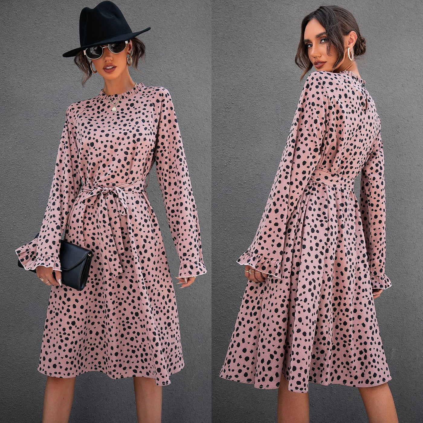 V-Neck Long Sleeve Casual Dress FashionExpress