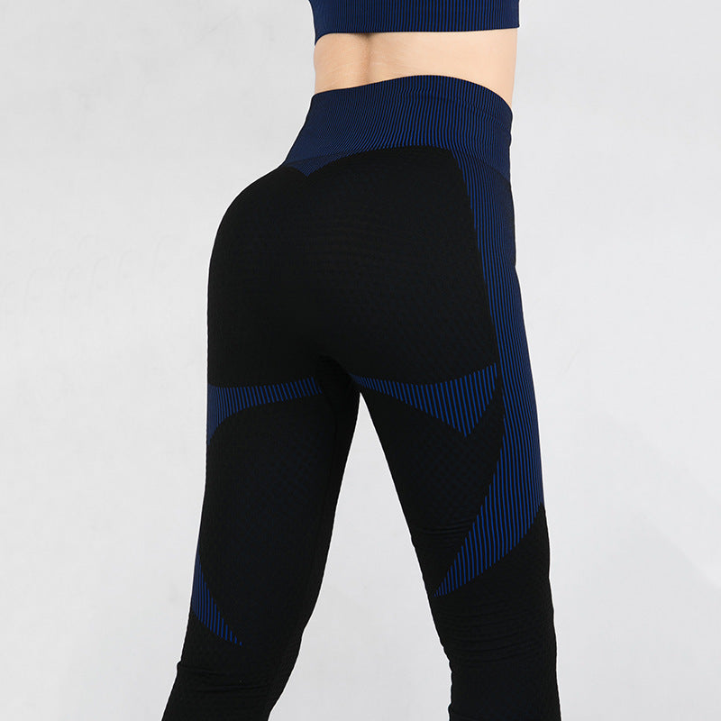 Sports tights  hip lifting stripe high elastic seamless Yoga Pants women's sports Pao yoga clothes pants FashionExpress