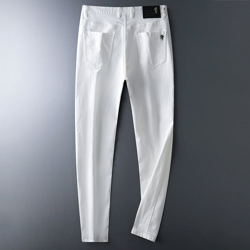 Spring and summer new thin twill cotton casual pants men's light business fashion slim small Rswank