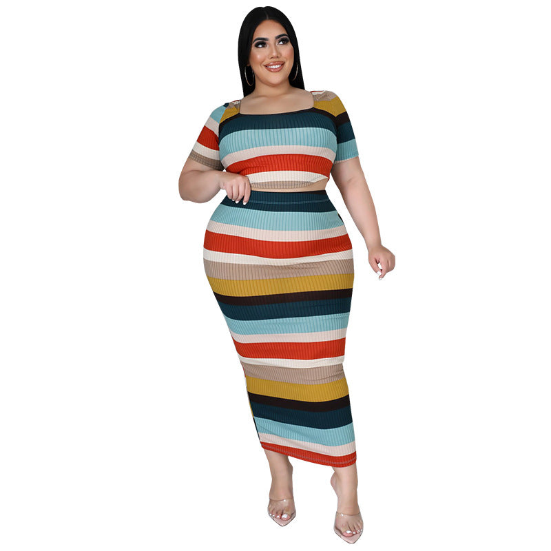 Plus Size Women Clothes  Autumn New Horizontal Two-Piece Dress  New