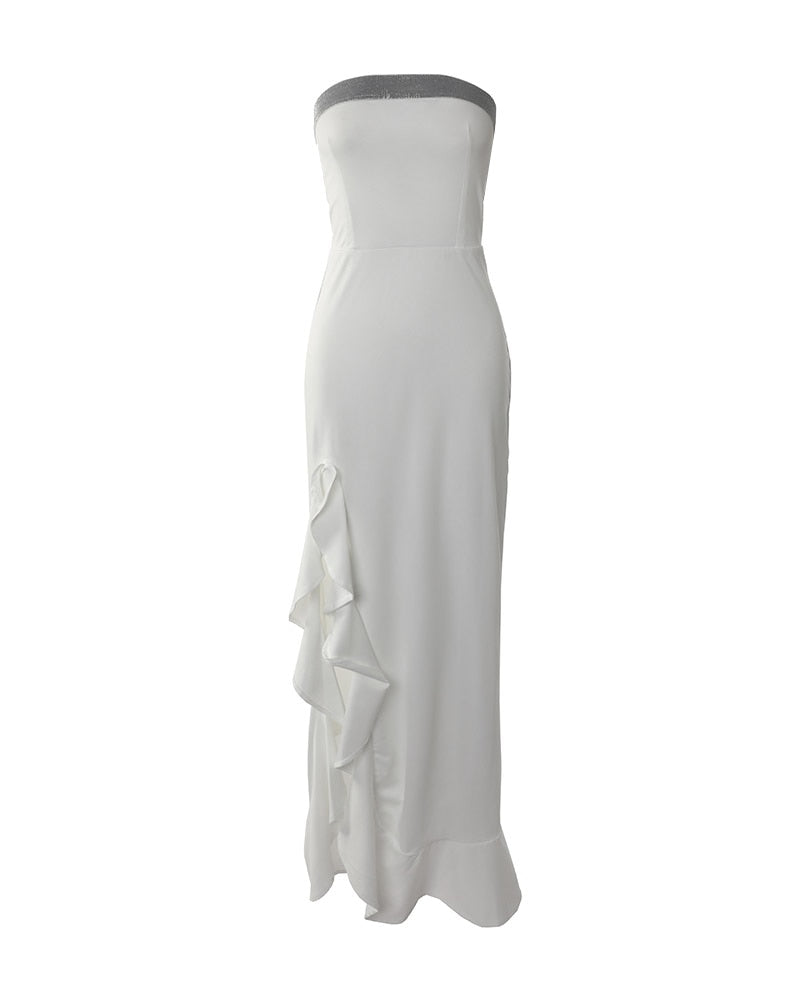 Women Strapless Long Maxi Party Slim Dress Rswank