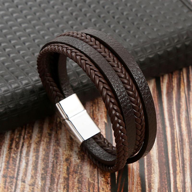 New Braided Leather Men Bracelet Rswank