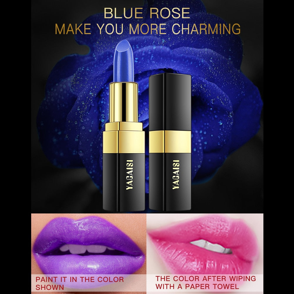 Blue Black Rose Lipstick Temperature Color Changing Natural Long Lasting Rswank