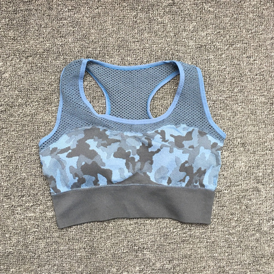 2PCS Camouflage Set Women Yoga Suit Sport Set Gym Workout Clothes Long Sleeve Fitness Crop Top High Waist Seamless Rswank