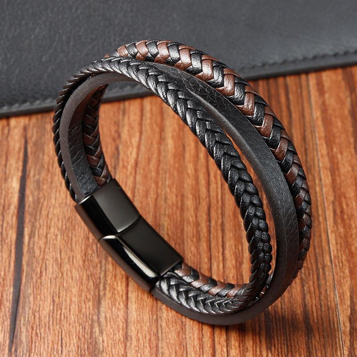 New Braided Leather Men Bracelet Rswank