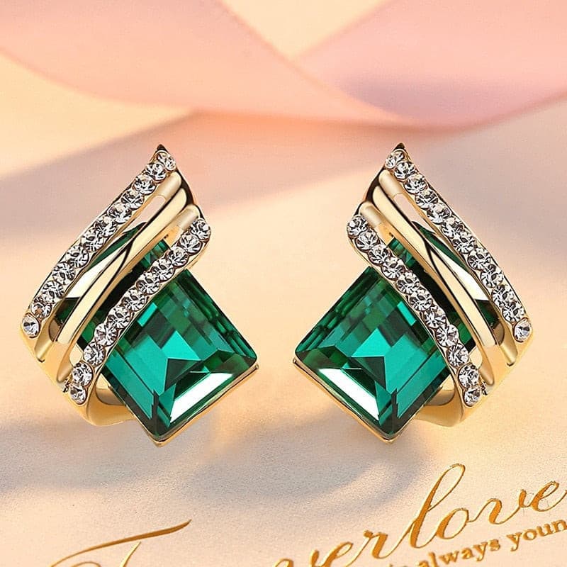 Luxury Fashion Zircon Earrings Large Gems Crystal Earrings for Women Rswank