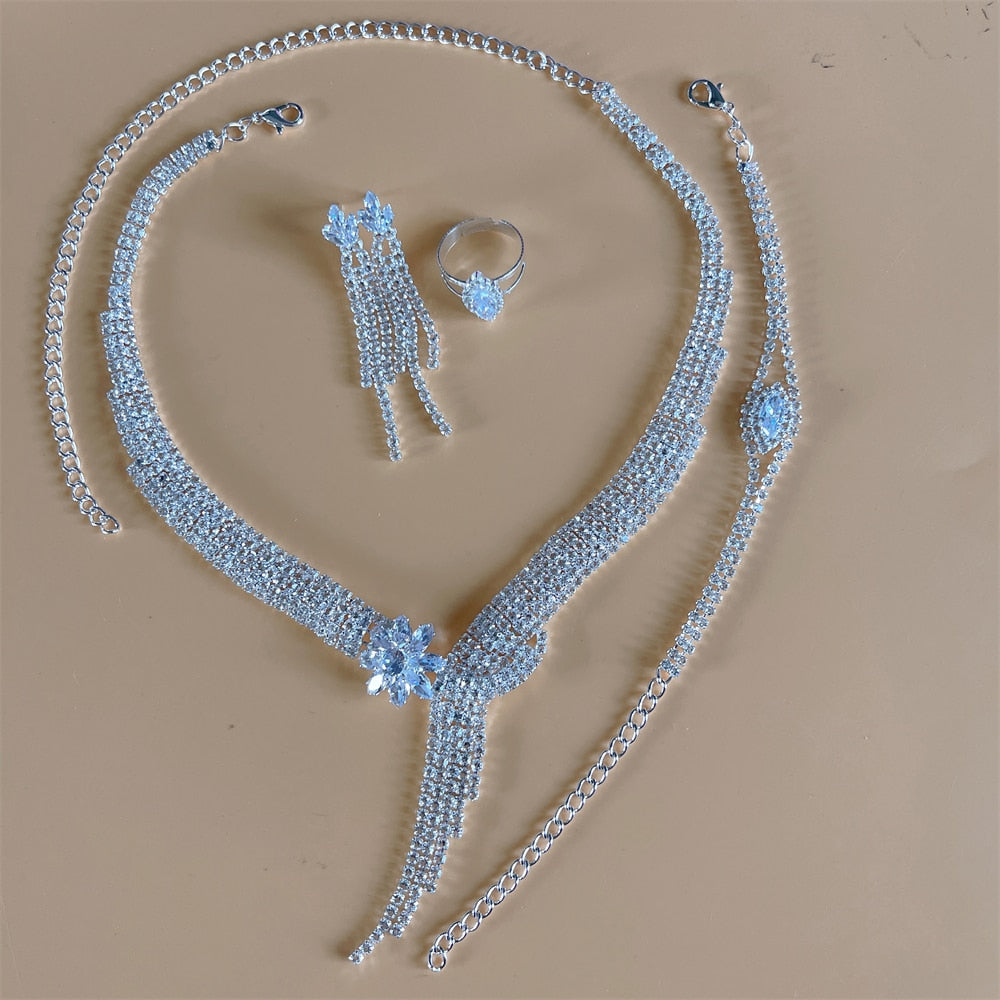 Set Earrings Necklace Wedding Geometric Elegant Romantic Bridesmaid