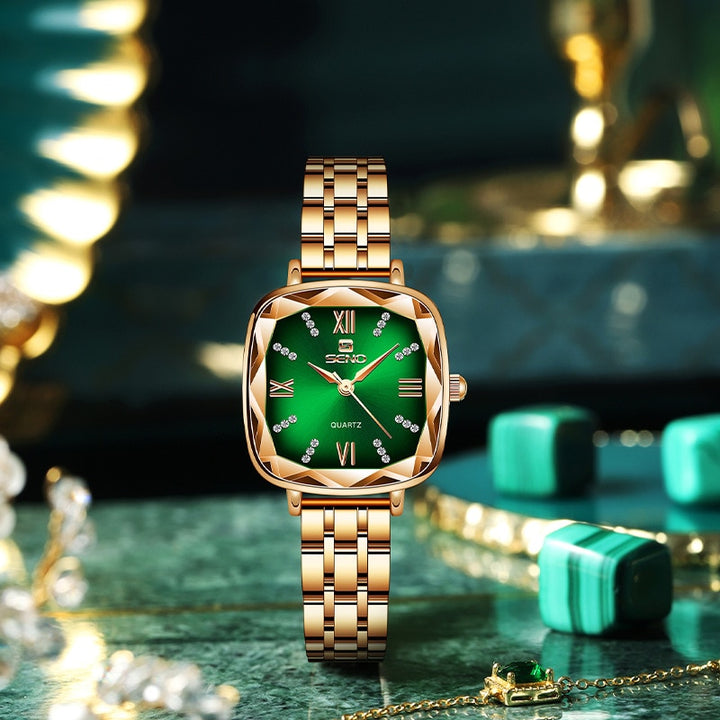 Women Wrist Watch 2022 Square Rose Gold Ladies Watch For Female Clock Stainless Steel Women Watches Top Brand Luxury Rhinestone Rswank
