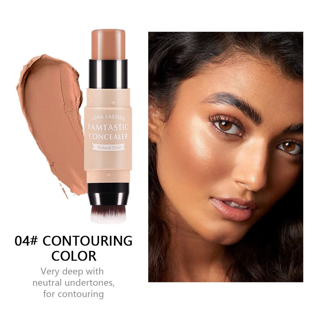 Stick Quick-Fix Highlighter Stick Smoother Moisturizing Concealer Double Head with Brush Contour Neutral Makeup Rswank