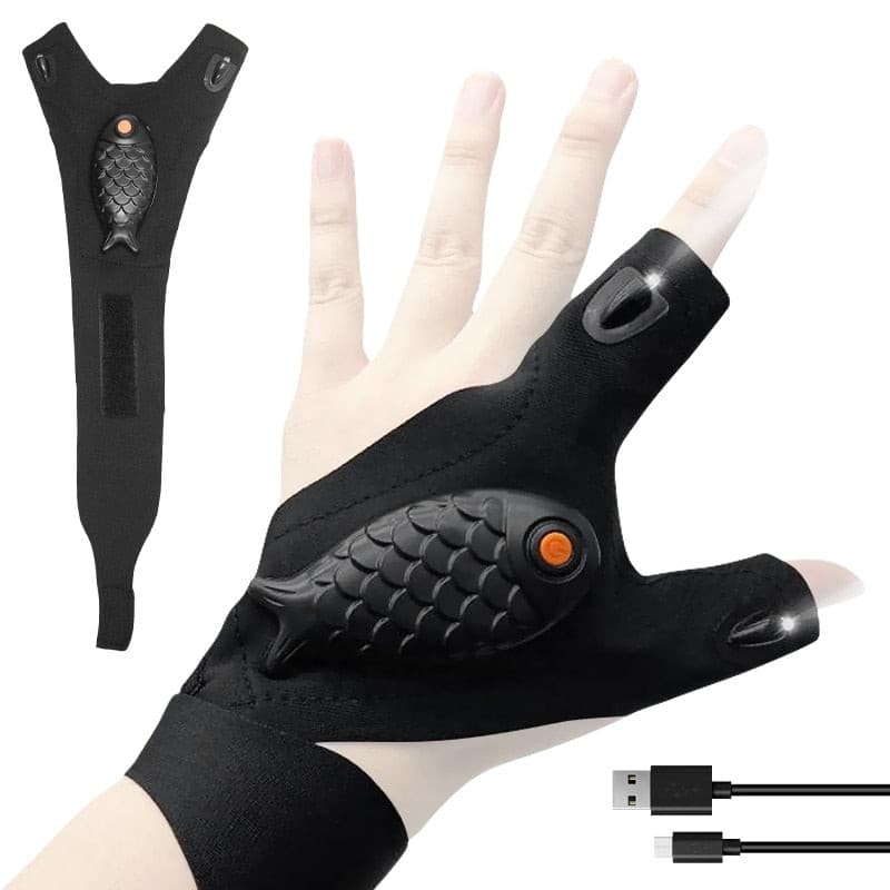 New LED Flashlight Gloves USB Rechargeable Hands Free Light Gloves Outdoor Night Fishing Camping Hiking Rescue Tools Rswank